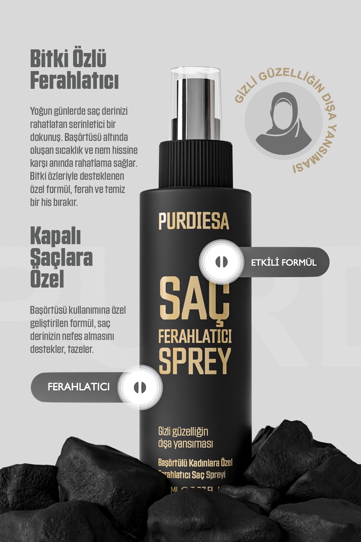 Başörtülü Kadınlar İçin Ferahlatıcı Saç Spreyi – Saç Dökülmesine Karşı Koruma & Gün Boyu Ferahlık